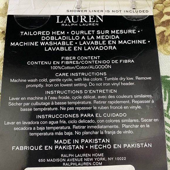 Lauren Ralph Lauren Pinecone Holly Christmas Holiday Fabric Shower Curtain 70x72 - Picture 4 of 4